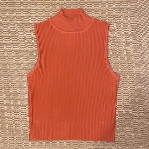 Forever 21 High Neck Ribbed Tank Top - Orange